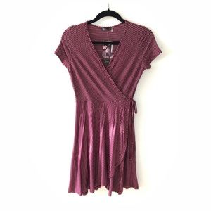 NEW: Red Wrap Dress with White Stripes